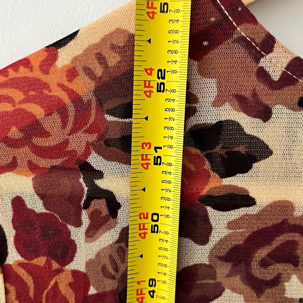 Banana Republic floral printed mesh maxi dress sz medium 8-10 thumbholes - Picture 5 of 11